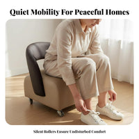 Noiseless Universal Wheels Low-Height Roller Seat with Backrest Modern Design Upholstered Caster Chair with Backrest Easy to Clean Rolling Stool Scratch Resistant for Homeowners, Estheticians, Living Room, Entryway, Bedroom, Office