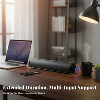 sleek Bluetooth Speaker Plug and Play Desktop Soundbar Portable Design Computer Peripheral for PC Users, Music Lovers, Bedroom, Gaming Setup, Travel