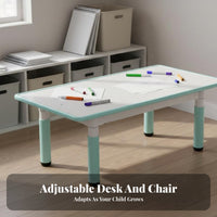 Kids Table and Chairs Set Writable Surface Adjustable Kids Table and Chair Set Wipe-Clean Desktop children's Erasable Drawing Desk for Home, Classroom