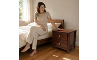 Solid Wood Bedside Cabinet Two-Drawer Nightstand Rounded Edges Bedroom Furniture for Beside Bed
