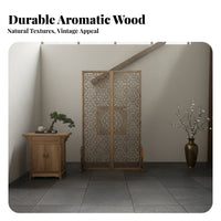 Chinese Design Wooden Screen Solid Wood Antique Fretwork Room Divider Handmade Hollow Carved Lattice Partition for Tea House, Restaurant