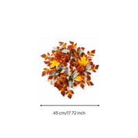 Fall Wreath with Pumpkins Artificial Maple Leaf Wreath with Flowers Gilded Gold Decorations for Homeowners, Entryway, Mantel