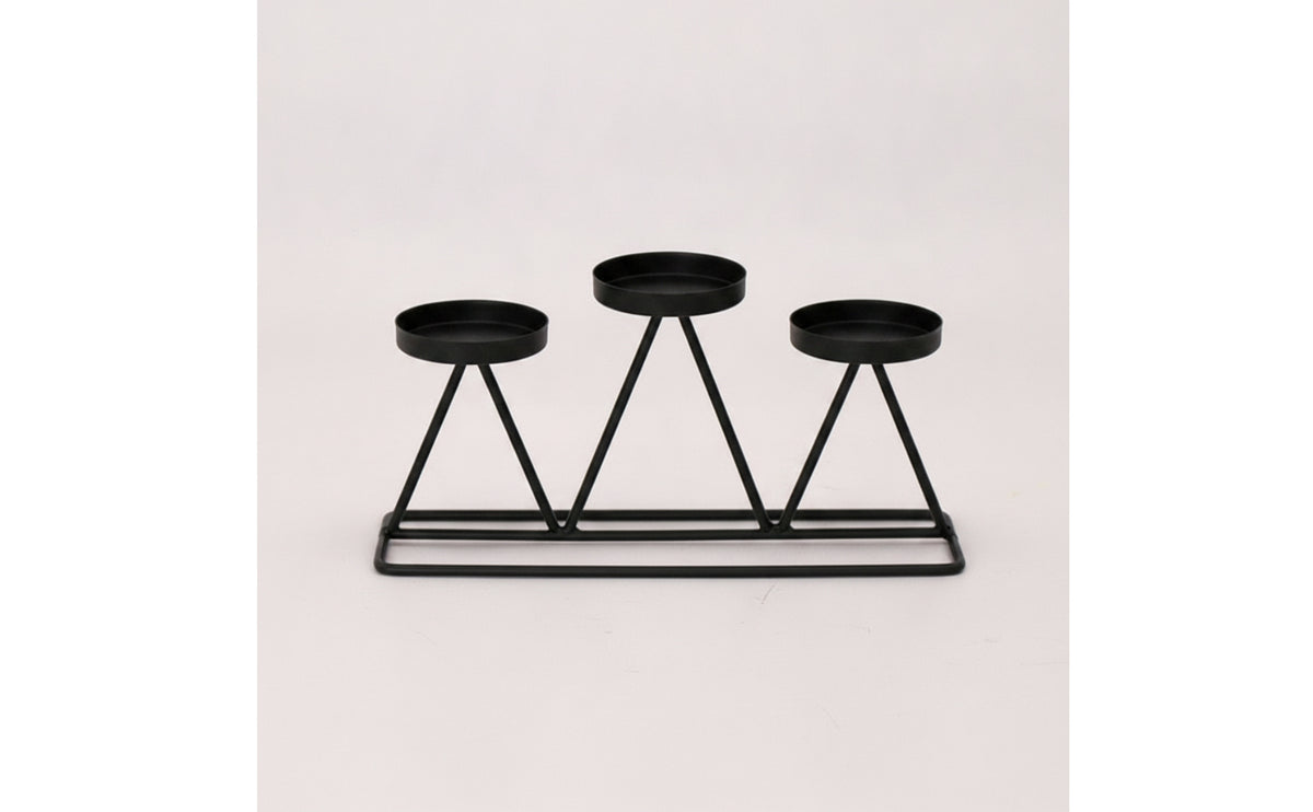 3-Cup Candle Holder Geometric Candle Holder with 3 Cups Metal Candelabra Modern Rectangular for Event Planners