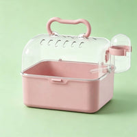 Top Handle Hamster Carrier Cage Water Bottle Portable Hamster Cage Transparent