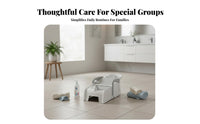 Compact Storage Foldable Hair Washing Chair Ergonomic Design Home Shampoo Recliner Padded Cushion Portable Shampoo Lounger Hygienic for Women, Post-Surgery Patients, Bedridden, Bedroom, Living Room, Bathroom