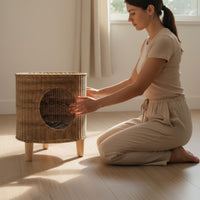Year-Round Rattan Pet Condo Breathable Woven Feline Cave Stable Tripod Base Elevated Feline Bed Long-Lasting for Cats, Kittens, Small Dogs, Living Room, Bedroom, Balcony