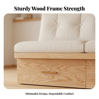 Japanese aesthetic Armless foundation Sofa with Storage Sturdy Construction Armless 2-Seater Bench Easy Assembly Indoor Furniture Ergonomic Design for Apartment Dwellers, Minimalists, Office Workers, Living Room, Lounge Area, Bedroom, Entryway