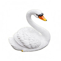 Feather Texture Floating Swan Ornament Realistic Floating Swan Statue Lifelike Animal Sculpture Weather Resistant for Courtyard