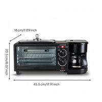 3-in-1 Breakfast Machine Non-Stick 3-in-1 Breakfast Station Toaster Oven with Coffee Maker Easy-to-Use Appliance Simple Controls