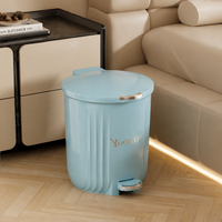 Large 40 Litre Kitchen Bin, Pedal Kitchen Bin for Food Scraps, Lidded Cylindrical Waste Bin, Easy Clean Material
