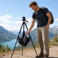 Hook-and-Loop Straps Tripod Storage Bag Wide Opening Tripod Accessory Net Black Hanging Mesh Bag Portable
