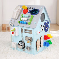 Wooden Busy House Fine Motor Activity House Interactive Child-Led Toy Learning for Preschoolers