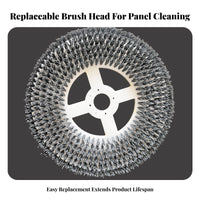 Easy to Replace Solar Panel Cleaning Brush Head High-Density Bristles Solar Panel Cleaning Brush Wear-Resistant Electric Scrubber Roller Head Long-Lasting for Maintenance Personnel, Professional Cleaners, Homeowners, Outdoor, Rooftops, Roofs