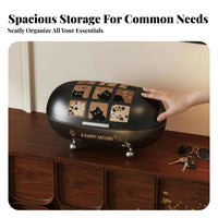 Multifunctional Lidded Oval Organizer Dust-Proof Desktop Container Dustproof Household Storage Space-Saving for Makeup Enthusiasts, Professionals, Entryway, Living Room, Vanity Table, Bedroom