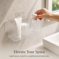 Wall-Mounted Bathroom Mirror Cabinet Organizer with Drainage Holes, No-Drill Installation