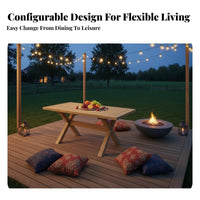 Wooden Frame Sofa Set Weather Resistant Outdoor Furniture sturdy Construction Conversation Group for Families, homeowners, Balcony, Garden, Backyard