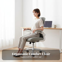 Compact Size Ergonomic Computer Chair with Wheels Support Mid-Back-Back Swivel Chair Breathable Backrest Office Furniture High-Density Cushion for Students, Adults, Study Room