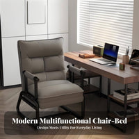 Adjustable Backrest Convertible Sleeper Chair Multi-Functional Design Single Sleeper Armchair Space-Saving Creamice Furniture Padded Cushion for Students, Adults, Guests, Brief Restping, Small Areas, Dorm Room, Apartment