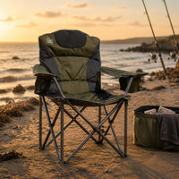 Carbon Steel Frame Folding Armchair 600D Oxford Textile Padded Folding Chair Cross-Braced Armchair with Armrests Foldable