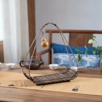 Bamboo photo prop with Hanging Ornaments Woven Ornament Display Stand Vintage Ornament Display Holder for Photo Shoots