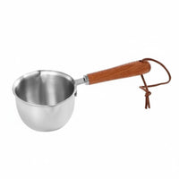 Wooden Handle Hot Oil Pouring Pot Multi-Purpose Small Oil Heating Pot Stainless Steel Mini Saucepan for Home Cooks, Kitchen