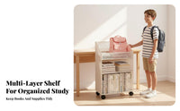 Space Saving Mobile School Bag Rack Large Capacity Under Desk Storage Cart Strong Load Bearing Rolling Book Cart Lockable Casters for Students, Kids, Dorm Room, Classroom