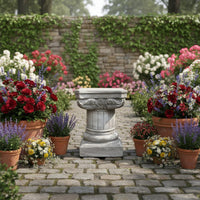 European Style Flower Pot Base Ornate Carvings Garden Plinth Versatile Outdoor Furnishing for Gardeners, Courtyard
