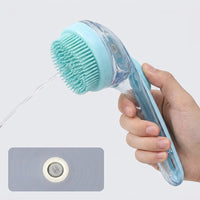 Cat Brush and Dog Brush for Grooming, Soft Silicone Shampoo Brush with Ergonomic Handle, Circular Brush Head for Dog Bath, Short Haired Pets