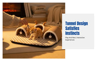 Cat Tunnel Bed, Autumn Winter Pet Bed, Play Mat, Deer/Brown Design