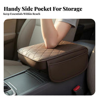 Car Armrest Cushion with Storage Pockets Quilted Car Armrest Pad with Storage Pockets Soft for Commuters
