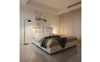 Gas Lift Storage Bed Frame Cream Airy Aesthetic Bed Frame for Couples, Small Apartments