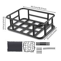 Strong Load Bearing Metal Bike Basket with Mesh Edges Multifunction Storage Mountain Bike Rear Basket Heavy Duty for Shopping