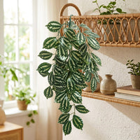 Mixed Artificial Hanging Plants with Artificial Monstera Plant Aquarium Decor, Low-Effort Watermelon and Begonia Foliage