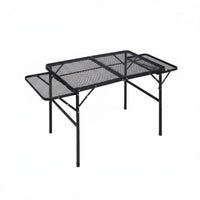 Foldable Folding Mesh Table with Side Racks Easy Assembly Portable Cook Station Lightweight Camping Furniture Sturdy Construction for Picnickers, Families, Tailgaters, Picnics, Barbecues, Tailgating, Backyard