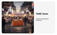On Wheels Mobile Food Cart Multi-Purpose Street Food Stand Versatile Vendor Cart with Canopy Heavy Duty for Small Business Owners, Entrepreneurs, Caterers, Night Markets, Festivals, Craft Fairs, Retail Shops