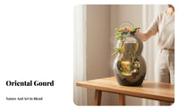 Humidifying Effect Gourd Shaped Floor Fountain Calming Ambiance Chinese Design Water Circulation Decor Easy Setup Cascading Water Fountain Handmade for Feng Shui Enthusiasts, Business Owners, Living Room, Office, Reception Area, Entryway