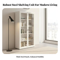 Dustproof Glass Door Storage Cabinet Large Capacity Glass Door Display Case Sturdy and Long-Lasting Bookcase Heavy Load-Bearing for Book Lovers, Homeowners, Collectors, Study Room, Balcony, Home Office, Retail Stow