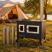 Portable Tent Stove, Wood Stove for Camping, with Cooking Surface and Ash Catcher, Alloy Heating for 3-5 People
