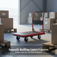 Portable Folding Platform Cart Space Saving Flatbed Hand Truck Quiet Wheels Foldable Push Cart Easy Maneuverability for Delivery Personnel, Warehouse Workers, Office Employees, Home, Workshop, Loading Dock, Garage