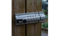 Metal Combination Latch Lock Silver Finish 4 Digit Latch Lock Rectangular Faceplate Keyless Slide Bolt Turn Knob