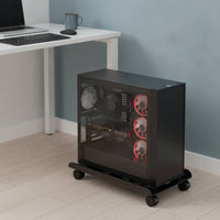 Computer Case Stand Rolling PC Floor Stand with Wheels Ventilated Mobile Cart for Study Room