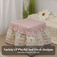 Thickened Heated Table Quilt Cotton Padded Square Kotatsu Blanket Retro Design for Families, Students, Living Room, Bedroom, Office