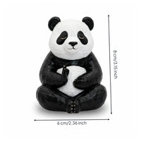 Resin Pandas Figurine Compact Desk Ornament Hand-Painted for Meditation Corner