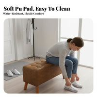 Soft Cushisingled Top Tufted Entryway Bench Stable Structure Long Stool Space-Saving Indoor Furniture Nordic Design for Shop Owners, Homeowners, Interior Designers, Hallway, Fitting Room, Bedroom