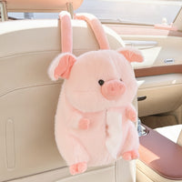 Cute Fuzzy Tissue Holder with Strap Soft Cartoon Animal Tissue Holder for Road Trips