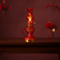 LED Oil Lamp Imitation Smokeless Wavering Glow Table Lamp Energy Efficient Vintage Windproof Lantern Lantern for Buddhists, Housewarming, Altar