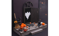 Halloween Miniature Door with Ghost Motif Spooky Miniature Dollhouse Door Arched Decorations 3D for Crafters