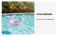 Mermaid Swim Donut Thickened Material Mermaid Infant Swim Float Anti-Tip Over Design Young Child Aquatic Seat with Seat for Infants, Young Children