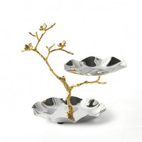 Serving Stand with Bowls Decorative Two-Tier Serving Platter Stable Two-Tier Fruit Bowl for Hosts