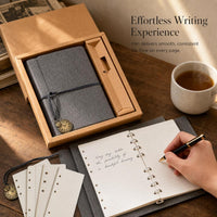 A6 Vintage Loose-Leaf Journal with Kraft Paper and Tie Closure